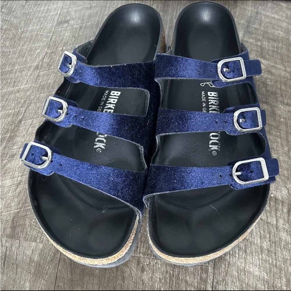 Birkenstock Florida Fresh Midnight Blue Velvet Sandals Size EU 37 / US 6